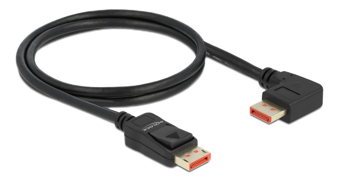 Delock DisplayPort cable male straight to male 90° right angled 8K 60 in the group COMPUTERS & PERIPHERALS / Computer cables / DisplayPort / Cables at TP E-commerce Nordic AB (C17834)