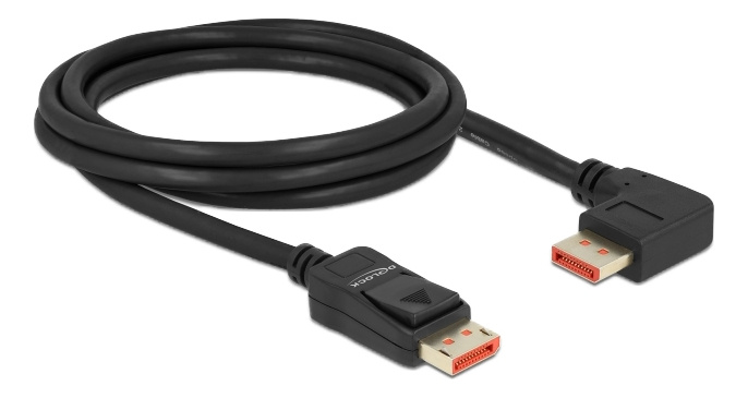 DL-87063Delock DisplayPort cable male straight to male 90° right angle 8K 60Hz 2m in the group COMPUTERS & PERIPHERALS / Computer cables / DisplayPort / Cables at TP E-commerce Nordic AB (C17835)