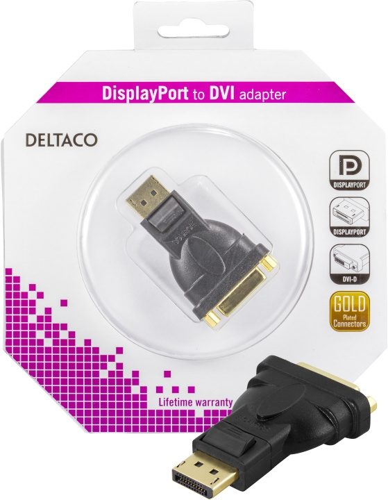 DELTACO DisplayPort till DVI-D Single Link adapter, 20-pin hane till 24+5-pin hona in the group COMPUTERS & PERIPHERALS / Computer cables / DVI / Adapters at TP E-commerce Nordic AB (C17849)