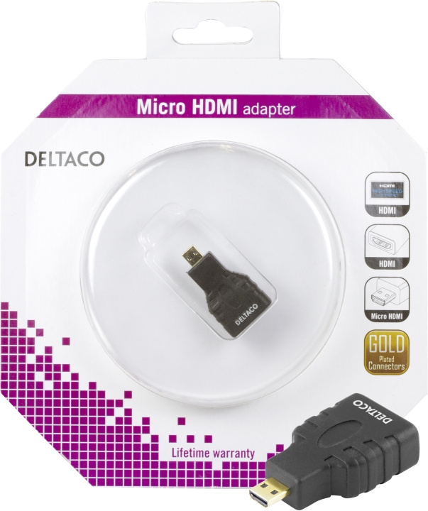 DELTACO HDMI High Speed with Ethernet adapter, Micro HDMI ha - HDMI ho in the group HOME ELECTRONICS / Cables & Adapters / HDMI / Adapters at TP E-commerce Nordic AB (C17909)