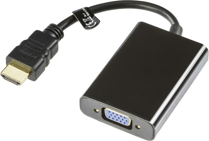 DELTACO HDMI till VGA-adapter, 19-pin ha - 15-pin+3,5mm, 0,2m, svart in the group COMPUTERS & PERIPHERALS / Computer cables / VGA / Adapters at TP E-commerce Nordic AB (C17911)