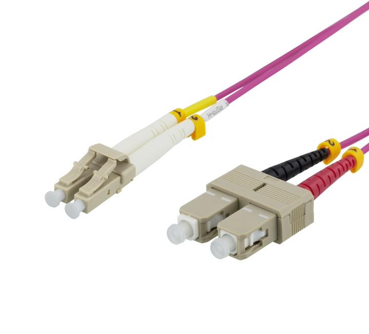 DELTACO Fiber cable, 1m, LC-SC Duplex, 50/125, pink in the group COMPUTERS & PERIPHERALS / Computer cables / Network cables / Fiber cabling at TP E-commerce Nordic AB (C17942)