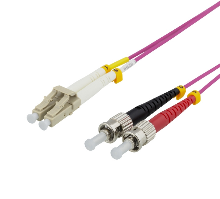 DELTACO Fiber cable, 1m, LC-ST Duplex, 50/125, pink in the group COMPUTERS & PERIPHERALS / Computer cables / Network cables / Fiber cabling at TP E-commerce Nordic AB (C17951)