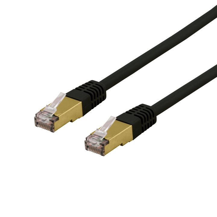 DELTACO S/FTP Cat6a patch cable, 0,3m, 500MHz, Delta-cert, black in the group COMPUTERS & PERIPHERALS / Computer cables / Network cables / Cat6 at TP E-commerce Nordic AB (C18000)
