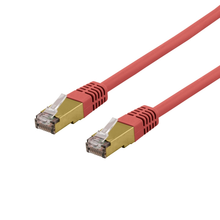 DELTACO S/FTP Cat6a patch cable, delta cert, LSZH, 0,5m, red in the group COMPUTERS & PERIPHERALS / Computer cables / Network cables / Cat6 at TP E-commerce Nordic AB (C18011)