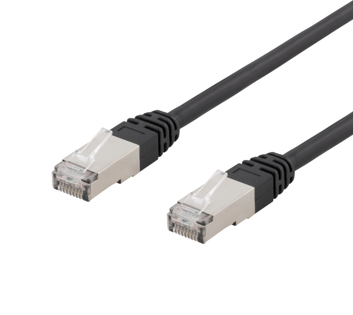 DELTACO S/FTP Cat6 patch cable, 1,5m, 250MHz, UV resistant, black in the group COMPUTERS & PERIPHERALS / Computer cables / Network cables / Cat6 at TP E-commerce Nordic AB (C18029)