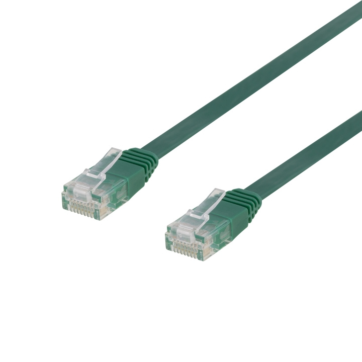 DELTACO U/UTP Cat6 patch cable, flat, 0.3m, 250MHz, green in the group COMPUTERS & PERIPHERALS / Computer cables / Network cables / Cat6 at TP E-commerce Nordic AB (C18142)