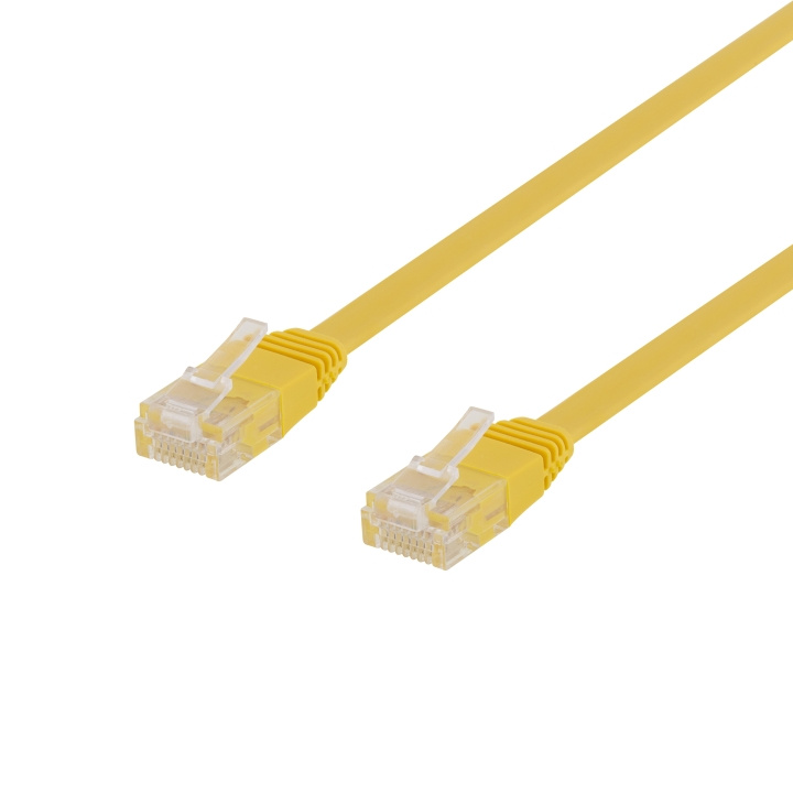 DELTACO U/UTP Cat6 patch cable, flat, 0.3m, 250MHz, yellow in the group COMPUTERS & PERIPHERALS / Computer cables / Network cables / Cat6 at TP E-commerce Nordic AB (C18144)
