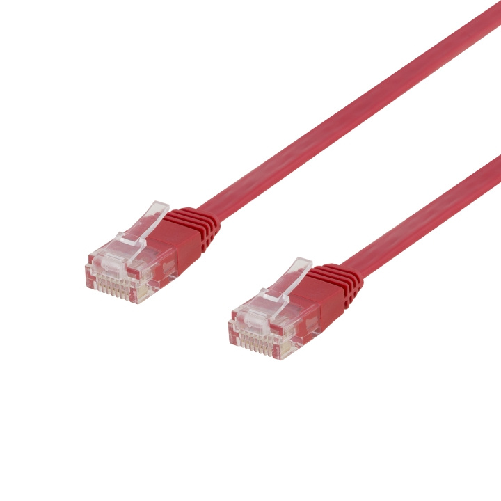 DELTACO U/UTP Cat6 patch cable, flat, 0,3m, 250MHz, red in the group COMPUTERS & PERIPHERALS / Computer cables / Network cables / Cat6 at TP E-commerce Nordic AB (C18146)