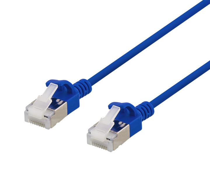 DELTACO U/FTP Cat6a patch cable, slim, 3,8mm in diameter, 0,5m, blue in the group COMPUTERS & PERIPHERALS / Computer cables / Network cables / Cat6 at TP E-commerce Nordic AB (C18265)