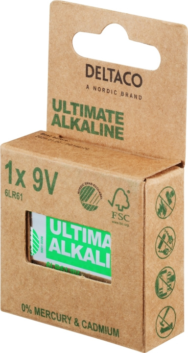 DELTACO Ultimate Alkaline 9V-batteri, 1-pack in the group HOME ELECTRONICS / Batteries & Chargers / Batteries / 9V at TP E-commerce Nordic AB (C18275)