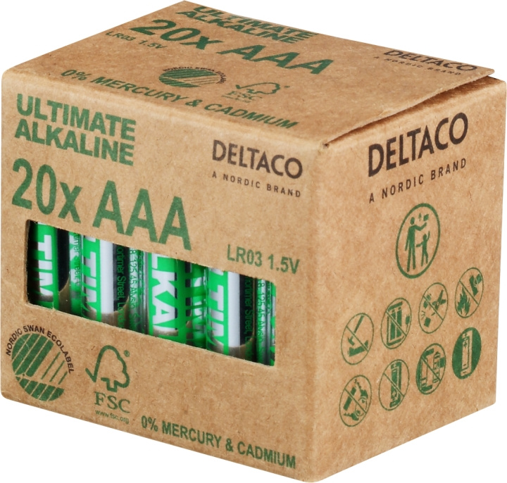 DELTACO Ultimate Alkaline AAA-batteri, 20-pack in the group HOME ELECTRONICS / Batteries & Chargers / Batteries / AAA at TP E-commerce Nordic AB (C18277)
