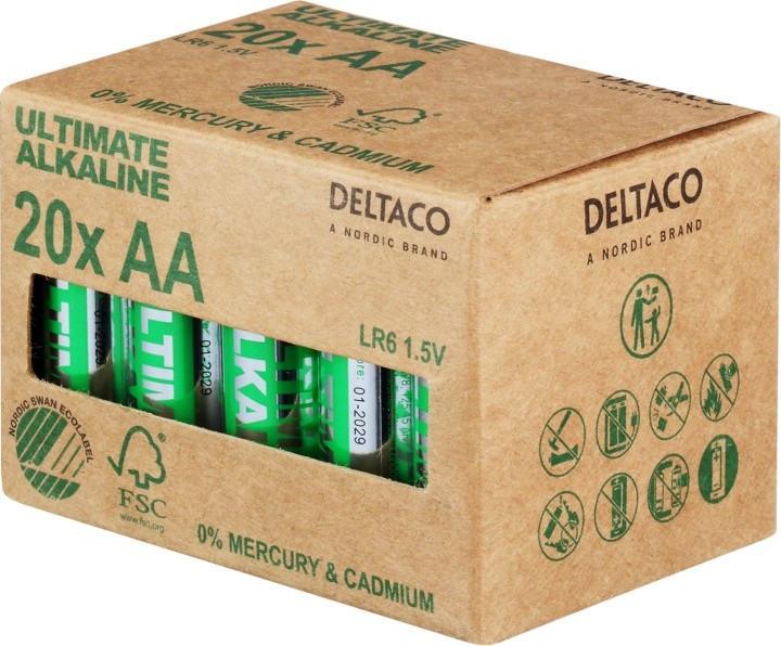 DELTACO Ultimate Alkaline AA-batteri, 20-pack in the group HOME ELECTRONICS / Batteries & Chargers / Batteries / AA at TP E-commerce Nordic AB (C18282)