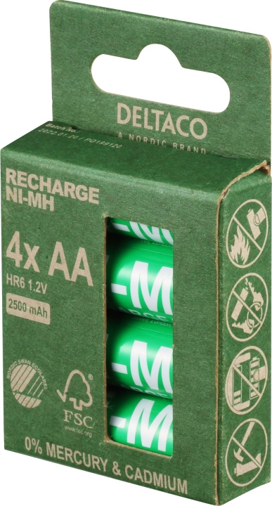 DELTACO laddbara AA-batterier, 2500mAh, 4-pack in the group HOME ELECTRONICS / Batteries & Chargers / Rechargable batteries / AA at TP E-commerce Nordic AB (C18285)