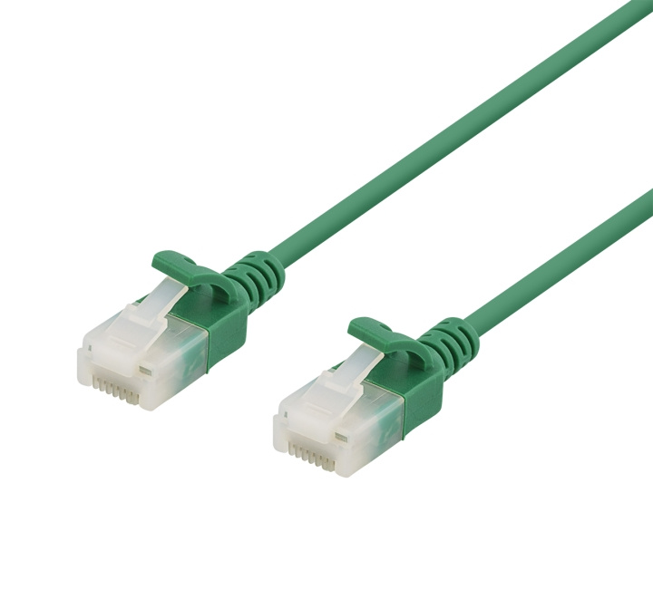 DELTACO U/UTP Cat6a patch cable, slim, 3,5mm diameter, 0,3m, green in the group COMPUTERS & PERIPHERALS / Computer cables / Network cables / Cat6 at TP E-commerce Nordic AB (C18287)