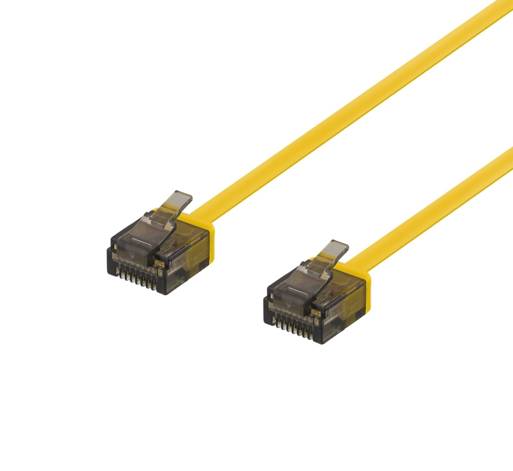 DELTACO U/UTP Cat6a patch cable, flat, 0.5m, 1mm thick, yellow in the group COMPUTERS & PERIPHERALS / Computer cables / Network cables / Cat6 at TP E-commerce Nordic AB (C18324)