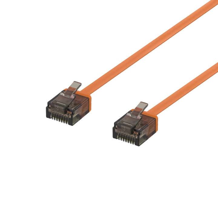 DELTACO U/UTP Cat6a patch cable, flat, 1m, 1mm thick, orange in the group COMPUTERS & PERIPHERALS / Computer cables / Network cables / Cat6 at TP E-commerce Nordic AB (C18327)