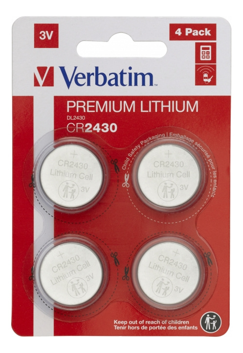 Verbatim LITHIUM BATTERY CR2430 3V 4 PACK in the group HOME ELECTRONICS / Batteries & Chargers / Batteries / Button cell at TP E-commerce Nordic AB (C18332)
