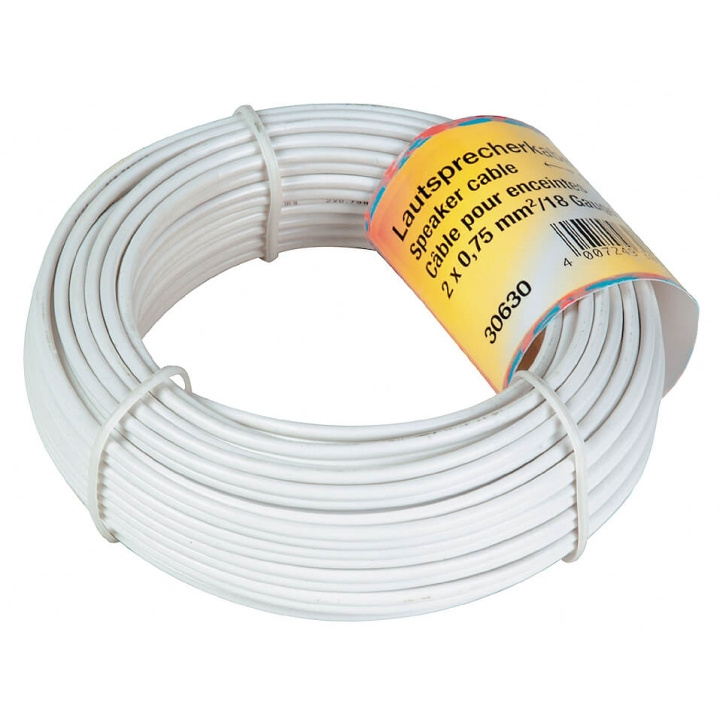 Hama Högtalarkabel 2x0.75 mm2 25p Bulk Vit 10m in the group HOME ELECTRONICS / Cables & Adapters / Speaker cables at TP E-commerce Nordic AB (C18463)