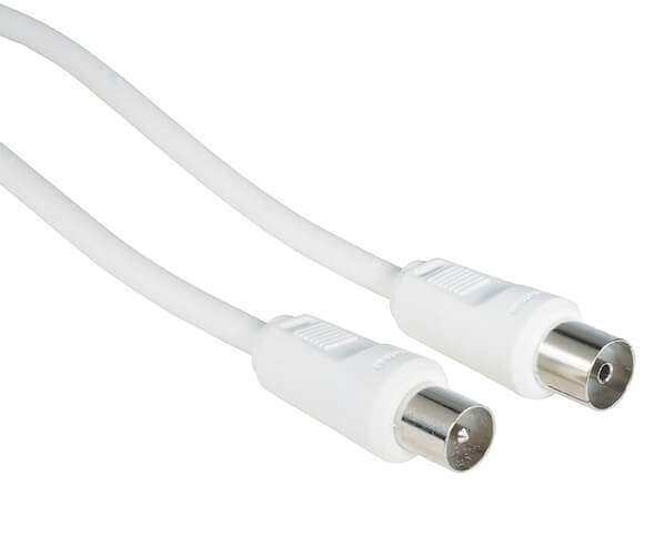 HAMA Antenna Cable, coax plug - co ax socket, 1 m, 75 dB, white in the group HOME ELECTRONICS / Cables & Adapters / Antenna cables & Accessories / Antenna cables at TP E-commerce Nordic AB (C18469)