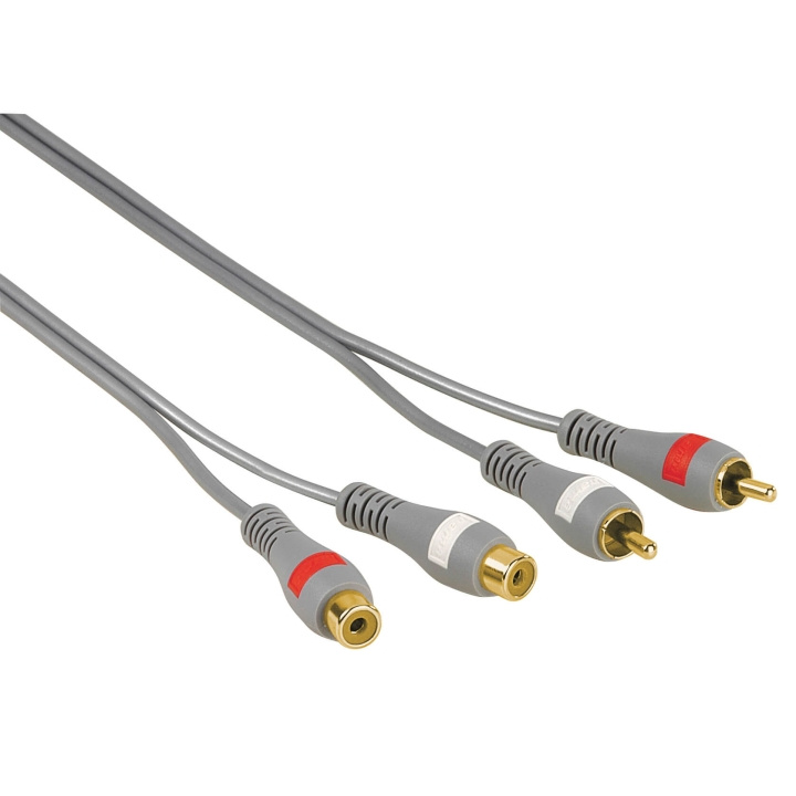 Hama Extension Cable 2 RCA Plugs - 2 RCA Sockets, 5 m in the group HOME ELECTRONICS / Cables & Adapters / RCA / Cables at TP E-commerce Nordic AB (C18483)