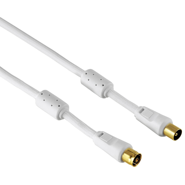 HAMA Antenna Cable, coax plug - co ax socket, 3 m, 95 dB, white in the group HOME ELECTRONICS / Cables & Adapters / Antenna cables & Accessories / Antenna cables at TP E-commerce Nordic AB (C18485)