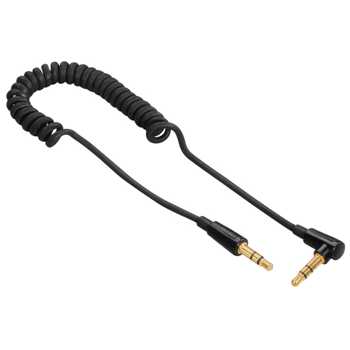 Hama Kabel Audio 3.5mm-3.5mm Vinklad Coiled Guld Svart 1.5m in the group HOME ELECTRONICS / Cables & Adapters / Audio analog / 3.5 mm at TP E-commerce Nordic AB (C18528)