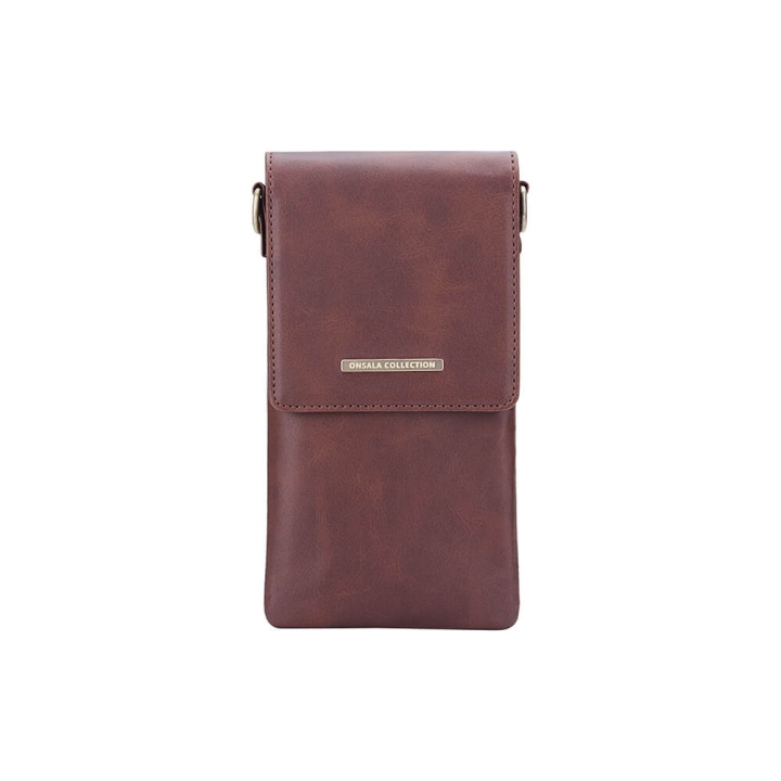 ONSALA Mobile Bag with Neckstrap Brown Universal up to 6.7