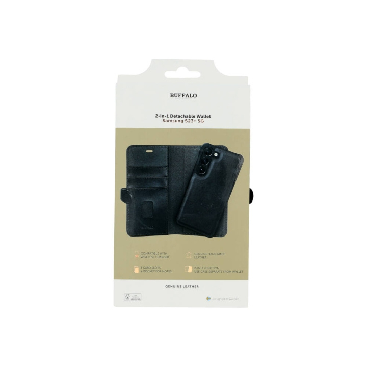 Buffalo 2in1 Wallet Leather 3 card Samsung S23+ 5G Black in the group SMARTPHONE & TABLETS / Phone cases / Samsung at TP E-commerce Nordic AB (C18577)