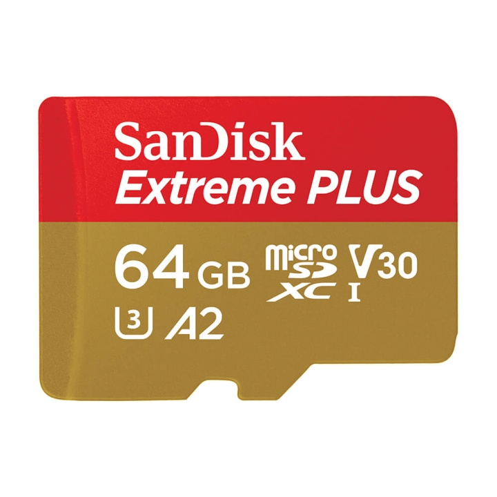 SANDISK MicroSDXC Extreme Plus 64GB 200MB/s A2 C10 V30 UHS-I in the group HOME ELECTRONICS / Storage media / Memory cards / MicroSD/HC/XC at TP E-commerce Nordic AB (C18617)