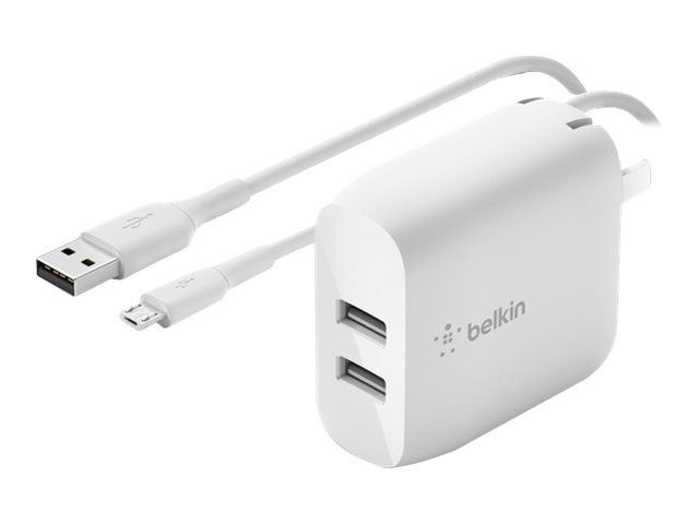 Belkin 2x USB Väggladdare 24W + Micro USB Kabel 1m in the group SMARTPHONE & TABLETS / Chargers & Cables / Wall charger / Wall charger USB at TP E-commerce Nordic AB (C18863)