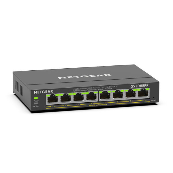 Netgear 8PT GE PLUS SWCH W/ HI-PWR POE+ in the group COMPUTERS & PERIPHERALS / Network / Switches at TP E-commerce Nordic AB (C19397)