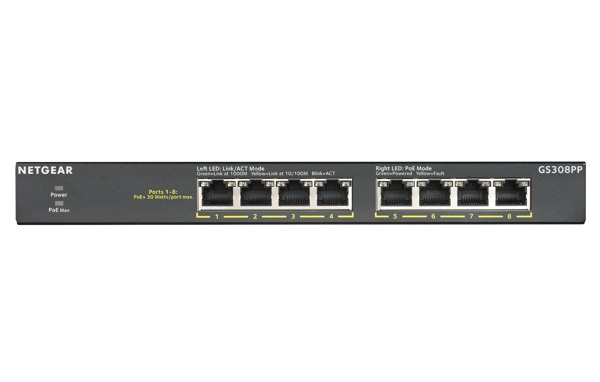 Netgear 8PT GE UNMANAGED SWCH W/POE/POE+ in the group COMPUTERS & PERIPHERALS / Network / Switches at TP E-commerce Nordic AB (C19399)