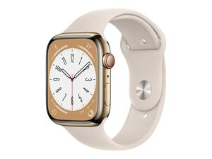Apple Watch Ser 8 GPS+Cell 45mm Gold Stainless Steel Case Starligh in the group Sport, leisure & Hobby / Smartwatch & Activity trackers / Smartwatches at TP E-commerce Nordic AB (C21356)