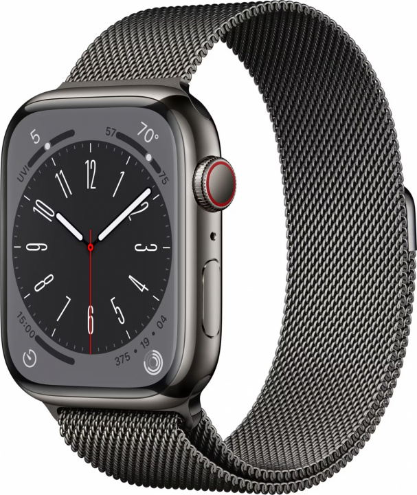 Apple Watch Ser 8 GPS+Cell 45mm Graphite Stainless Steel Case Grap in the group SMARTPHONE & TABLETS / Excercise, home & leisure / Apple Watch & Accessories / Apple Watch at TP E-commerce Nordic AB (C21357)