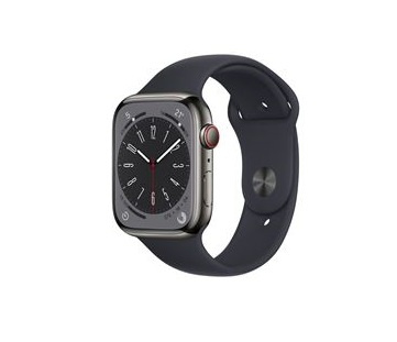 Apple Watch Ser 8 GPS+Cell 45mm Graphite Stainless Steel Case Midn in the group SMARTPHONE & TABLETS / Excercise, home & leisure / Apple Watch & Accessories / Apple Watch at TP E-commerce Nordic AB (C21358)