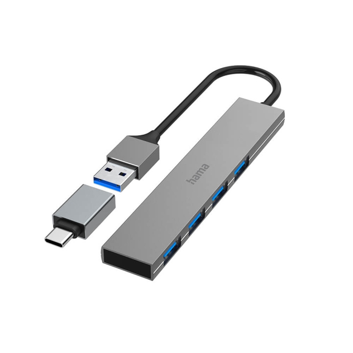 Hama Hub USB-A 3.2 4x Ports 5 Gbit/s USB-C Adapter in the group COMPUTERS & PERIPHERALS / Computer accessories / USB-Hubs at TP E-commerce Nordic AB (C23472)