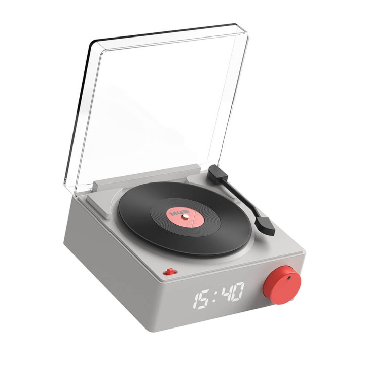 Mobility On Board MOB Speaker Alarm Clock Vinyl Retro Grey in the group HOME, HOUSEHOLD & GARDEN / Watches & Counters / Alarmclocks at TP E-commerce Nordic AB (C23565)