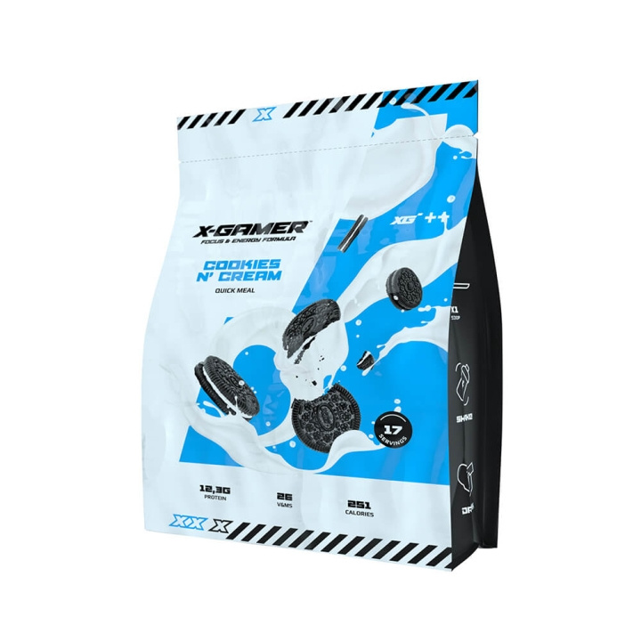 X-GAMER Quick Meal Cookies & Cream 1190 gram in the group COMPUTERS & PERIPHERALS / GAMING / Energydrinks for gamers at TP E-commerce Nordic AB (C23626)