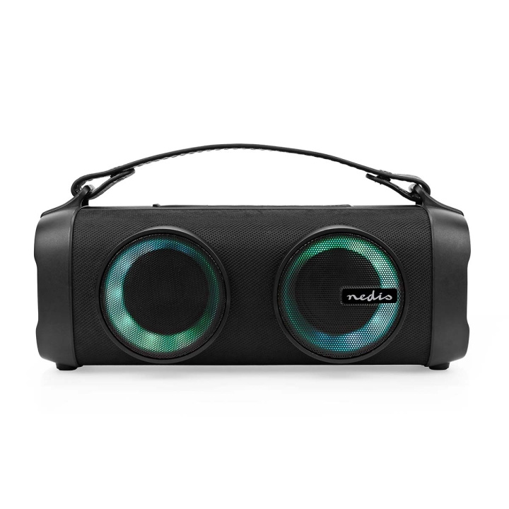 Nedis Bluetooth® Party Boombox | 5 hrs | 2.0 | 24 W | Media playback: AUX / USB | Linkable | Carrying handle | Party lights | Black in the group HOME ELECTRONICS / Audio & Picture / Speakers & accessories / Bluetooth Speakers / Portable speakers at TP E-commerce Nordic AB (C23646)