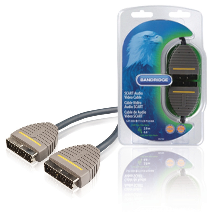 Bandridge SCART Cable SCART Male - SCART Male 2.00 m Blue in the group HOME ELECTRONICS / Cables & Adapters / Scart at TP E-commerce Nordic AB (C23660)