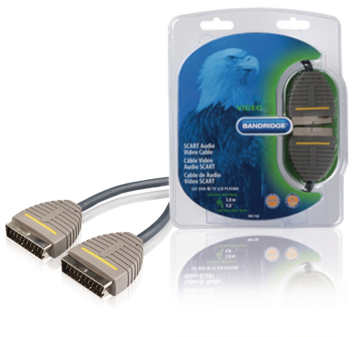Bandridge SCART Cable SCART Male - SCART Male 3.00 m Blue in the group HOME ELECTRONICS / Cables & Adapters / Scart at TP E-commerce Nordic AB (C23661)