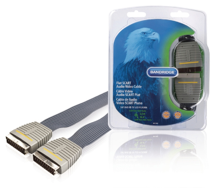 Bandridge SCART Cable SCART Male - SCART Male 5.00 m Blue in the group HOME ELECTRONICS / Cables & Adapters / Scart at TP E-commerce Nordic AB (C23662)
