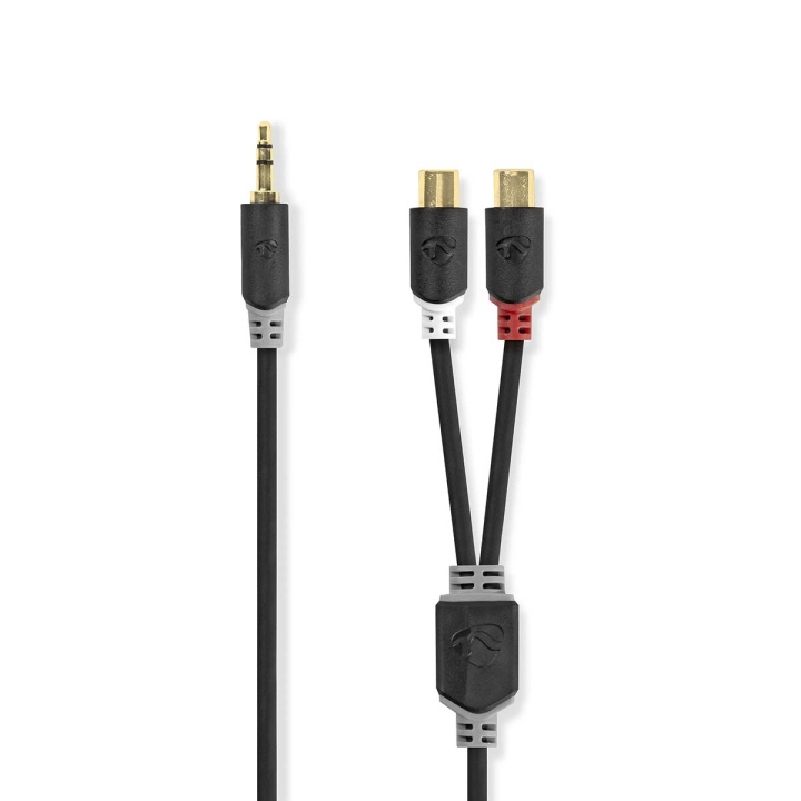 Nedis Stereo Audio Cable | 3.5 mm Male | 2x RCA Female | Gold Plated | 0.20 m | Round | Anthracite | Box in the group HOME ELECTRONICS / Audio & Picture / Speakers & accessories / Accessories at TP E-commerce Nordic AB (C23678)