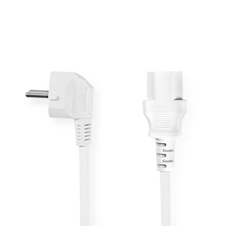 Nedis Power Cable | Plug with earth contact male | IEC-320-C13 | Angled | Straight | Nickel Plated | 10.0 m | Round | PVC | White | Polybag in the group COMPUTERS & PERIPHERALS / Computer cables / Internal / Power cables & Adapters at TP E-commerce Nordic AB (C23689)