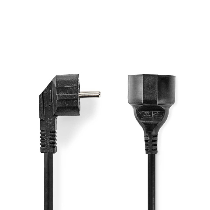 Nedis Power Cable | Plug with earth contact male | Plug with earth contact female | Angled | Straight | Nickel Plated | 2.00 m | Round | PVC | Black | Envelope in the group COMPUTERS & PERIPHERALS / Computer cables / Internal / Power cables & Adapters at TP E-commerce Nordic AB (C23699)