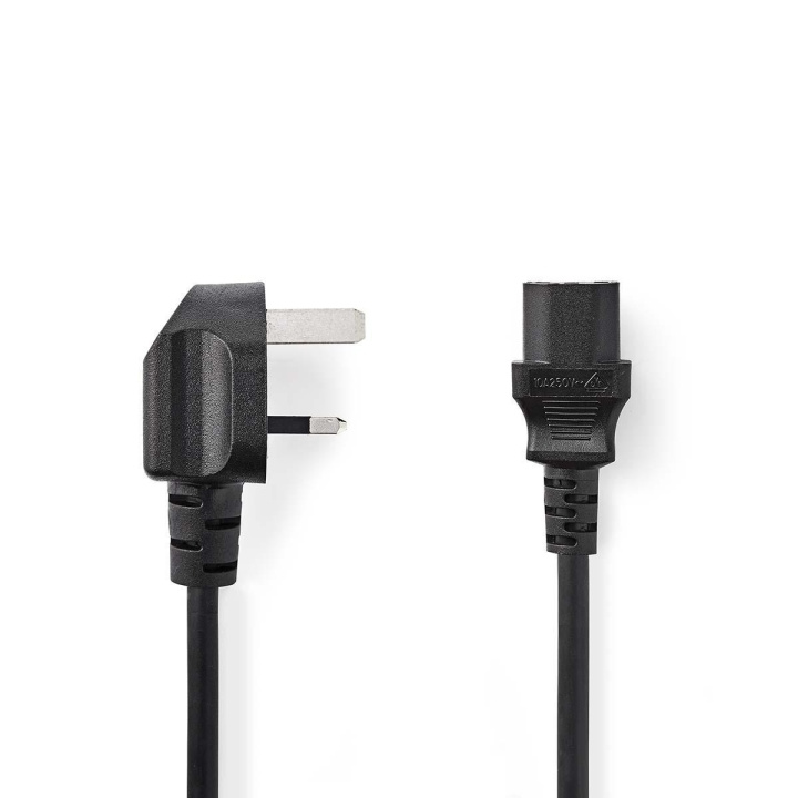 Nedis Power Cable | UK Male | IEC-320-C13 | Angled | Straight | Nickel Plated | 3.00 m | Round | PVC | Black | Envelope in the group COMPUTERS & PERIPHERALS / Computer cables / Internal / Power cables & Adapters at TP E-commerce Nordic AB (C23706)