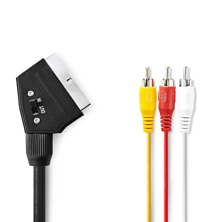 Nedis SCART Cable | SCART Male | 3x RCA Male | Nickel Plated | Switchable | 480p | 1.00 m | Round | PVC | Black | Envelope in the group HOME ELECTRONICS / Cables & Adapters / Scart at TP E-commerce Nordic AB (C23747)