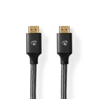 Nedis High Speed HDMI™ Cable with Ethernet | HDMI™ Connector | HDMI™ Connector | 4K@60Hz | ARC | 18 Gbps | 10.0 m | Round | Cotton | Gun Metal Grey | Cover Box