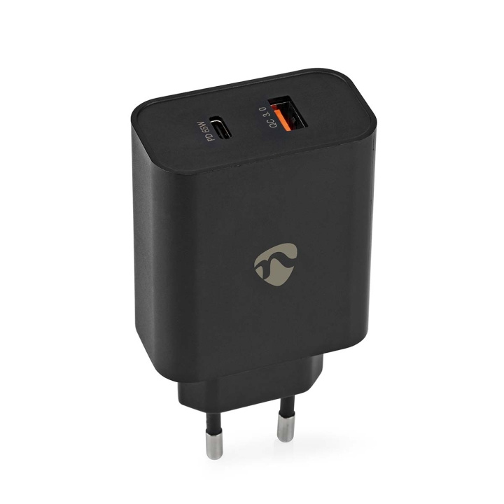 Nedis Wall Charger | Quick charge feature | 2.0 / 2.25 / 3.25 A | Number of outputs: 2 | USB-A / USB-C™ | Automatic Voltage Selection | Black in the group SMARTPHONE & TABLETS / Chargers & Cables / Wall charger / Wall charger USB at TP E-commerce Nordic AB (C23931)